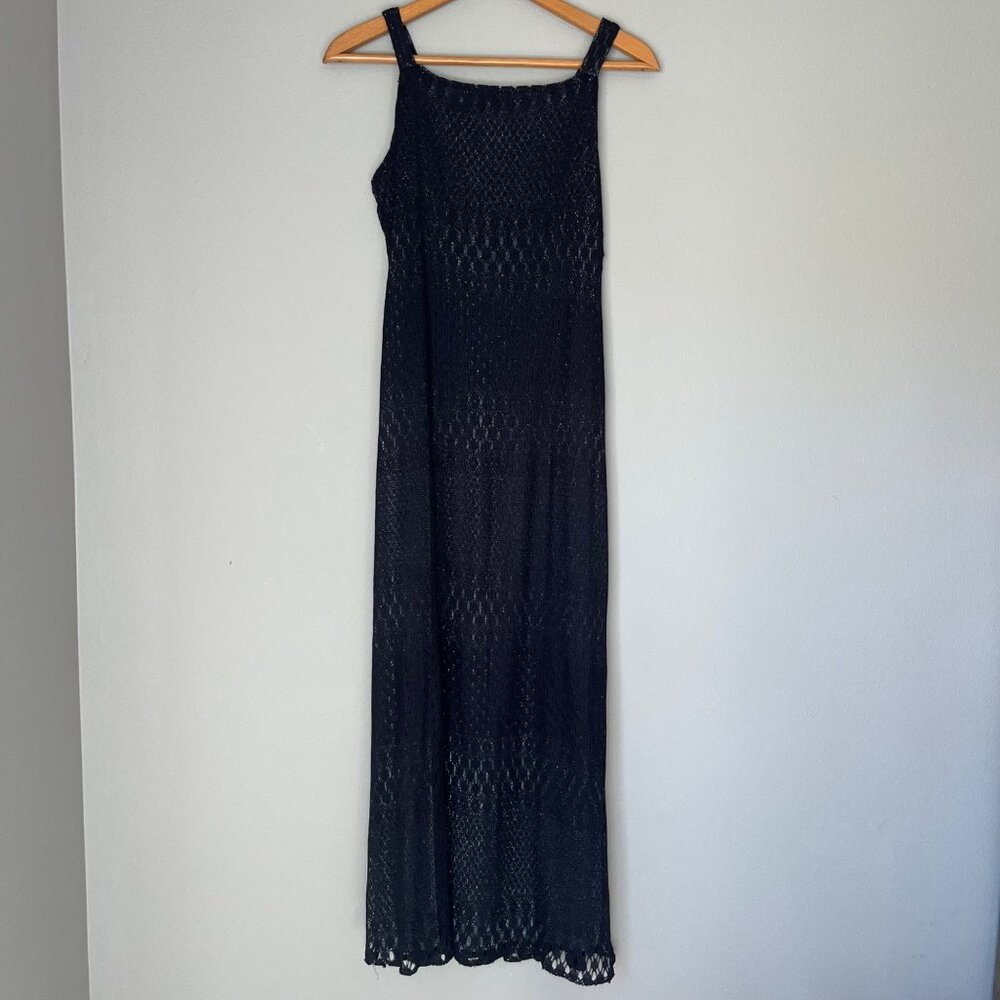 Vintage Womens Y2K Black Breakin' Loose Slinky‎ Maxi Dress Size Small Elegant